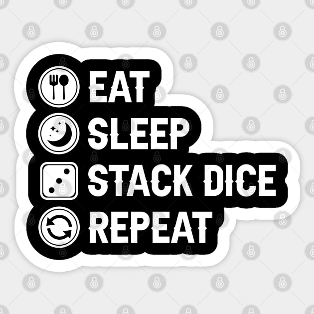 Eat Sleep Stack Dice Sticker by rainoree